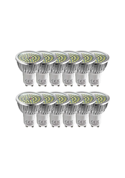 Tr 12 Adet Super Bright Gu10 Led 6 W Spot Led Lamba, Soğuk Beyaz 6000 K, 60 W, 550 Lm, Ac 85 265 V Diğer