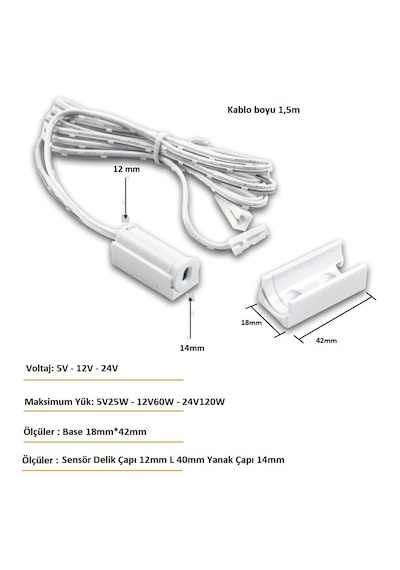 Sensörlü Dolap Switch Beyaz