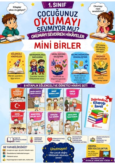 1.sınıflar İçin Okumayı Sevdiren Öğretmen Tavsiyeli 8'li Hikaye Seti