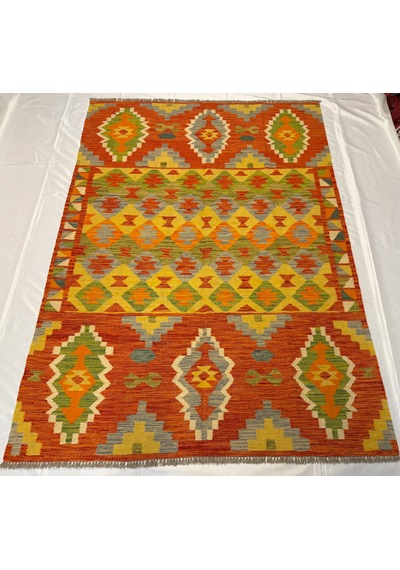 El Dokuma Afgan Kilim 100% Yün Kök Boya Elsanat Eserı Evinize Renk Katacak Çok Renkli