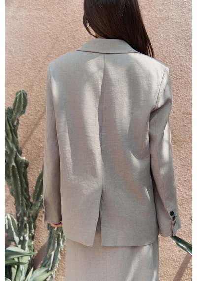 Mai Studios Co. Brenna Füme Keten Blazer Füme