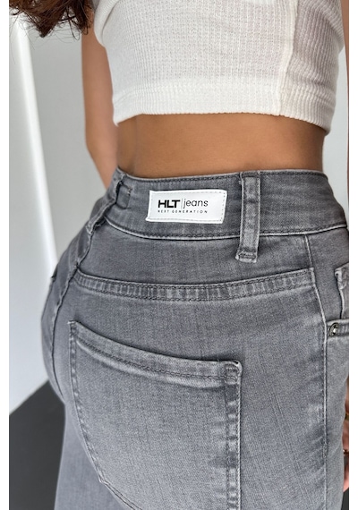 Gri Kadın Skinny Fit Jean Yüksek Bel Likralı Esnek Kot Pantolon Jennie-gri 001