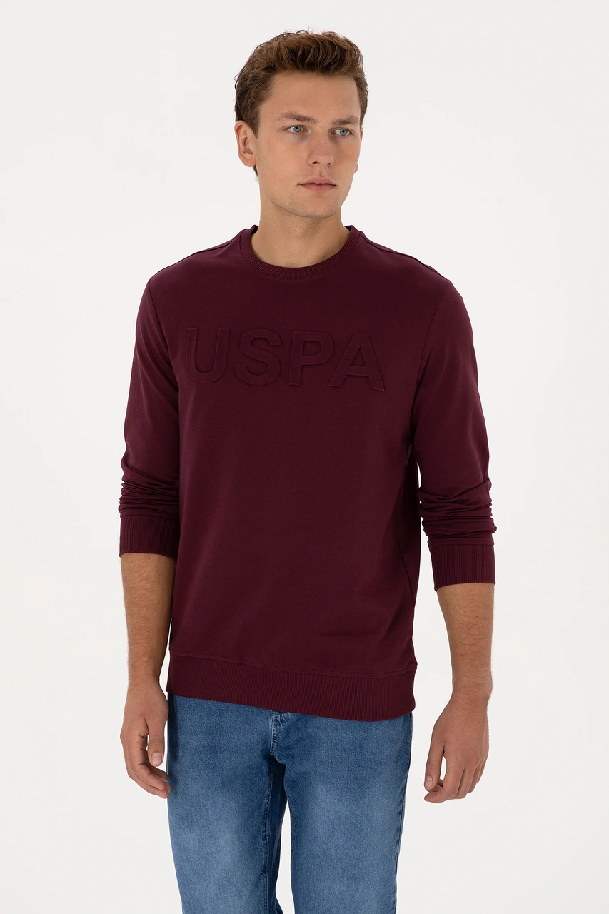 U.S. Polo Assn. Erkek Regular Fit Bisiklet Yaka Bordo Basic Sweatshirt 50307793-VR177 U.S. Polo Assn. Erkek Regular Fit Bisiklet Yaka Bordo Basic Sweatshirt 50307793-VR177