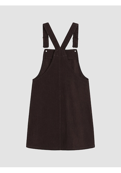 Lcw Comfort Kahverengi Kare Yaka Jean Salopet Elbise