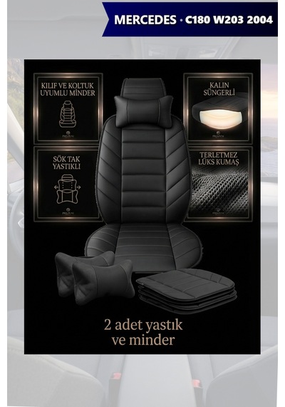 C180 W203 2004 Uyumlu Premium Lüks Siyah Renk 2 Adet Minder Ve Yastık