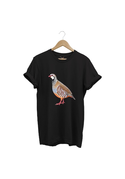Avcılık Keklik Avcılığı Keklik Kuşu Baskılı Regular Fit %100 Pamuk Siyah T-shirt Siyah