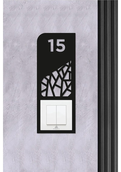 Ahwall Woodworking Dekoratif Daire Kapı Numarası Zil Priz Çerçevesi No: 15 Çok Renkli