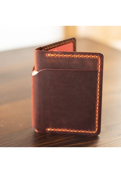 Kişiye Isme Özel Bifold Dik Para Bölmeli Deri Cüzdan Rose