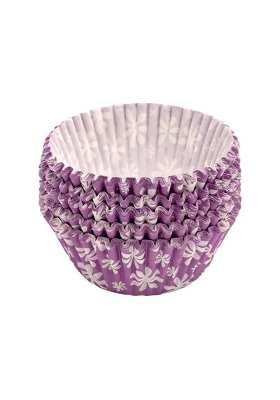 100 Adet Muffin Airfryer Cupcake Kağıdı, Mor Tasarımlı Desenli Kağıt Muffin Kek Kalıbı - 1 Paket Çel Diğer