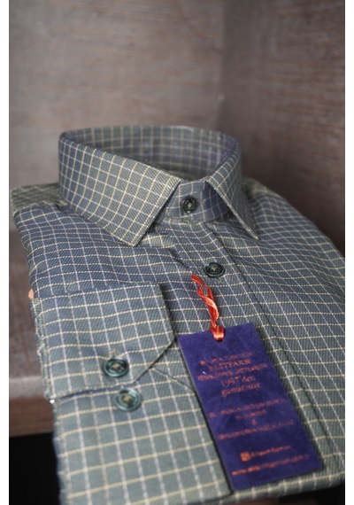 Elitpark Square Pattern Kareli Uzun Kollu Pamuklu Cepli Rahat Kalıp Premium Erkek Gömlek Yeşil