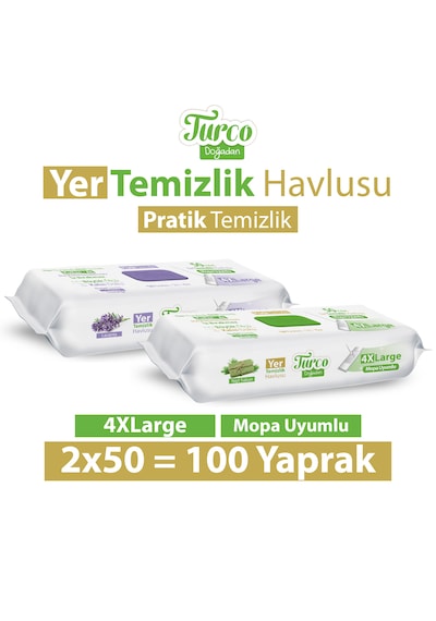 Turco Doğadan Yer Temizlik Havlusu Yeşil Sabun Lavanta 2X50