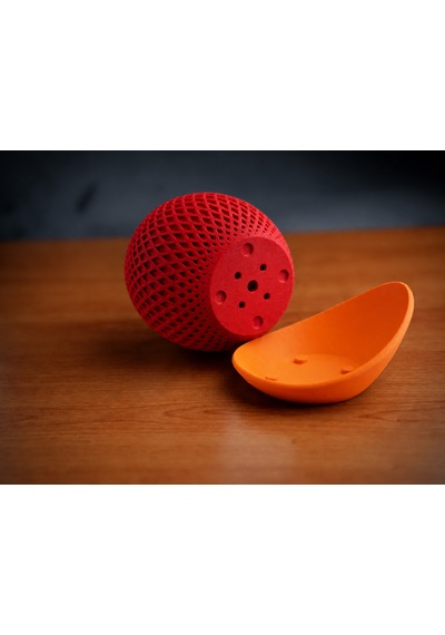 3d Baskı Küre Saksı - Kafes Dokulu İki Parçalı Dekoratif Saksı - Kırmızı-turuncu 07706414