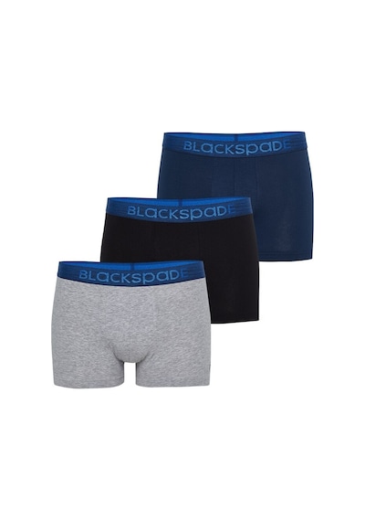 Blackspade Erkek Boxer 3Lü Paket Modern Basics 9472 - Gri Lacivert Siyah Lacivert Bel Lastiği