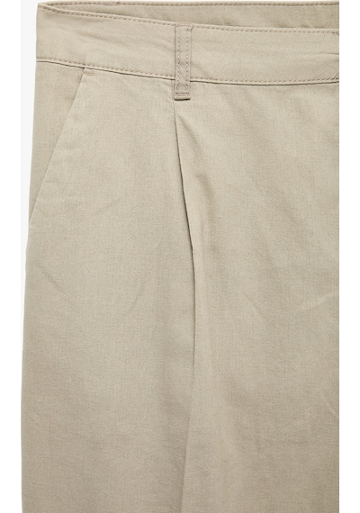Koton Regular Fit Cepli Pamuk Keten Karışımlı Pileli Pantolon Gri 6sam40142nw