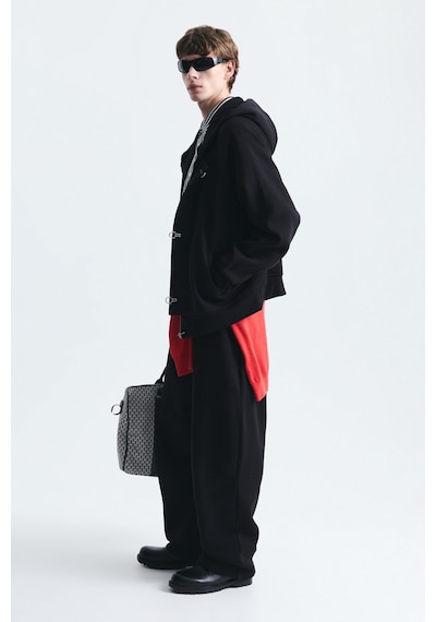 Vamos Oversize Klips Kapama Sweatshirt Takım Siyah