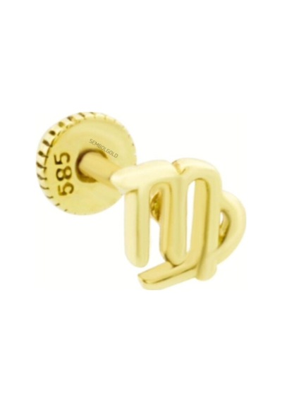 Altın Tragus Piercing 14 Ayar Başak Burcu