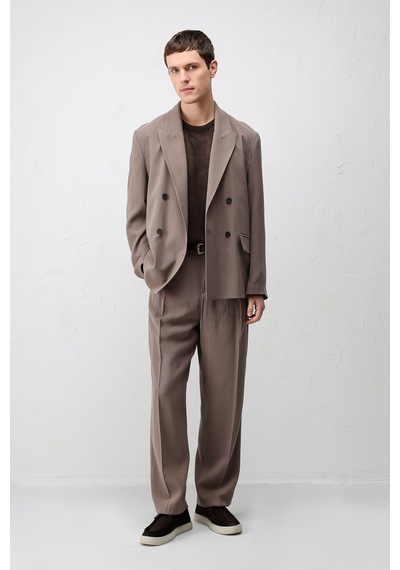 Antioch Modal Karışımlı Relaxed Fit Erkek Blazer Ceket Vizon