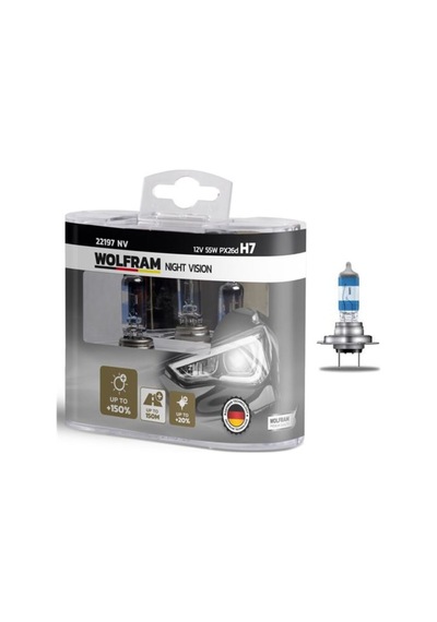 H7 Ampül Nv +%150 Fazla Işık Ve %20 Beyaz Işık 12v 55w - Wolfram 22197 Nv