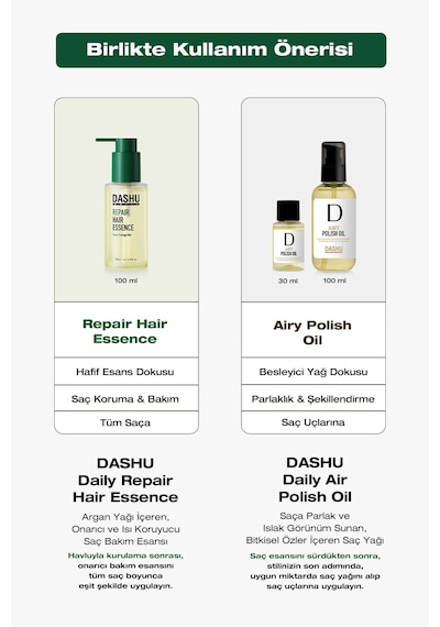 Dashu Pro Airy Polish Oil Saça Parlak Ve Islak Bir Görünüm Sunan Bitkisel Özler İçeren Saç Yağı 30 ML