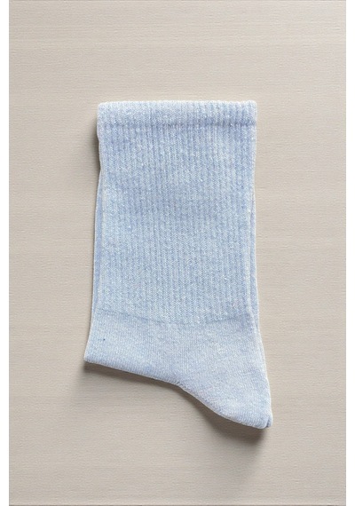Socks Stores 6 Çift Unisex Renkli Pamuklu Soket Çorap - Renkli Tenis Boy Çorap Açık Mavi