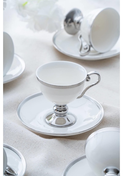 Acar Thelma Beyaz 6 Kişilik Kahve Fincanı Takımı - 90 Ml Krem