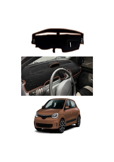 Renault - Twingo 1992-2007 Uyumlu Torpido Koruma Kılıfı - Kahverengi Şeritli