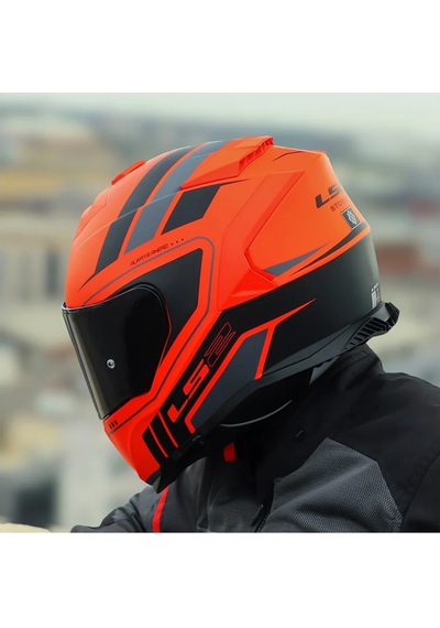 Ls2 Storm 2 Fist Full Face Motosiklet Kaskı Siyah Vizörlü Turuncu - Siyah