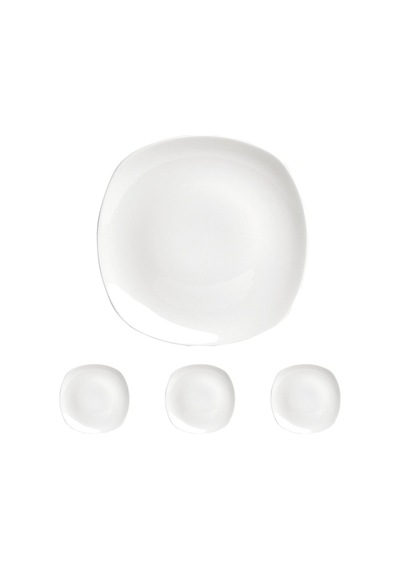 04a+p014855 Square Yemek Tabağı, Porselen 4lü Paket Açık
