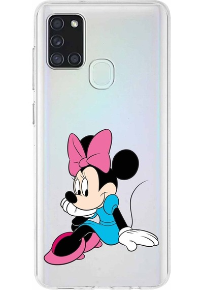 Samsung Uyumlu Galaxy A01 Kapak Minnie Mouse Tasarımlı Şeffaf Silikon Kılıf