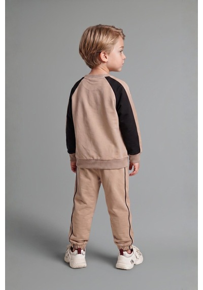 Defacto %100 Pamuk Baskılı Sweatshirt Üst Elastik Bel Alt 2li Takım Erkek Bebek I0274a526aubn615 Kahve-bn615