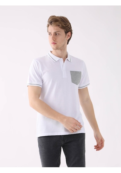 Dufy Beyaz Erkek Slim Fit Polo Yaka Tshirt - 82801 Beyaz