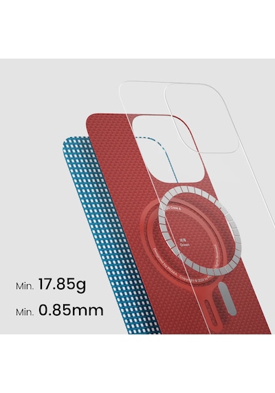 Apple Uyumlu iPhone   16 Pro Kılıf   Magsafe Özellikli Aramid Fiber Pitaka Ultra-slim Classic Serisi Ocean Blue Mavi