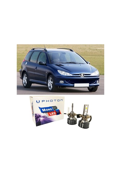 Peugeot 206 Sw Uzun+kısa Far Ampulü H4 Mono Yeni Seri Beyaz 2002-2007