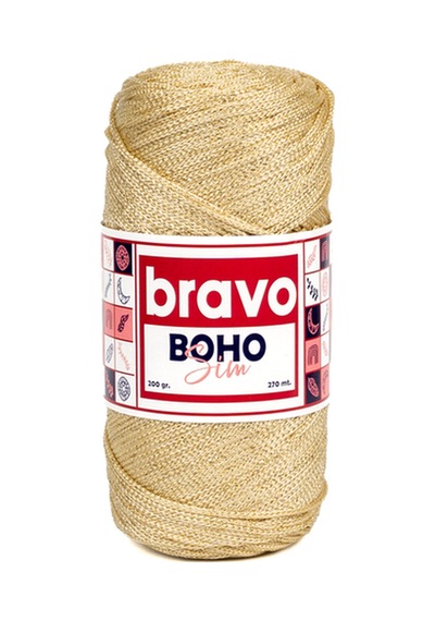 Boho Simli Polyester Makrome İplik 200 Gr 270 Metre Renk Kodu: 48 Bej