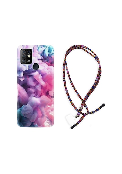 Infinix Hot 10 Kılıf Rasta Boyun Askılı Pink Cloud 1305