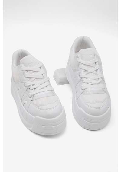 Tonny Black Yüksek Taban Rahat Bağcıklı Sneaker Kadın Beyaz Sneaker Tbklc020