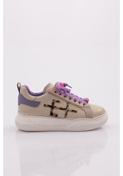 Dgn 1023 Kadin Sneaker Ayakkabi 1023-2007-R11312 Bej - Mor