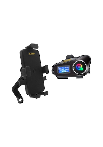 Q58 Max Kask Kulaklık İnterkom + Motosiklet Telefon Tutacağı