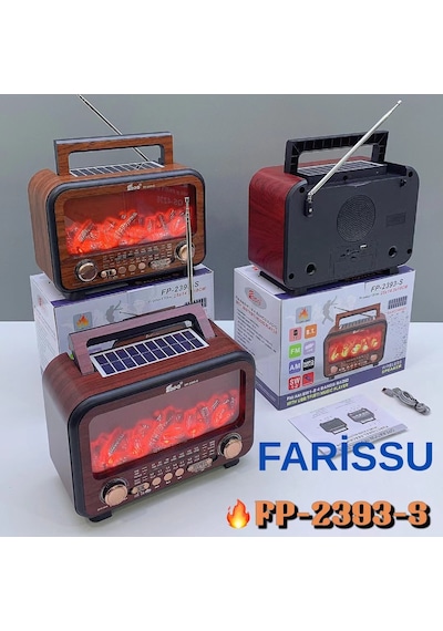Fp-2393s Retro Tasarımlı Alev Işıklı Bluetooth Hoparlör Güneş Enerjili, Radyo, Usb, Tf Kart Destekli