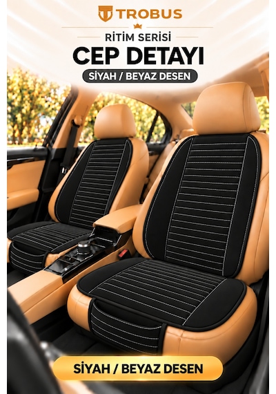 Trobus Ritim Hyundai H100 1994-2012 Baby Face 5'li Koltuk Minderi Siyah Beyaz Desen