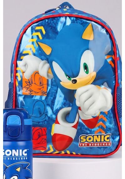 X Dekomus Lisanslı Sonic Küçük Boy Anaokul Çantası Ve 600 Ml Çift Fonksiyon Kapaklı Çelik Matara Seti 124-Pembe