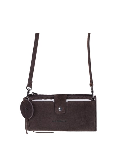Bloominbag Mocha Still Lozan Hakiki Süet Çapraz Askılı Telefon Bölmeli Cüzdan Çanta Kahverengi
