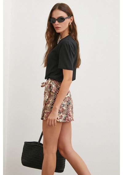 Never More Etnik Desen Mini Etek Bej