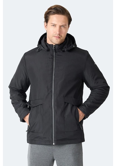 Slazenger Gravel Erkek Kapüşonlu Siyah Mont & Kaban