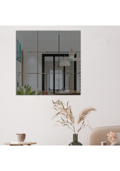 Ayna | Füme Ayna | Kare Kanallı - Kare Ayna | 60Cm X 60Cm