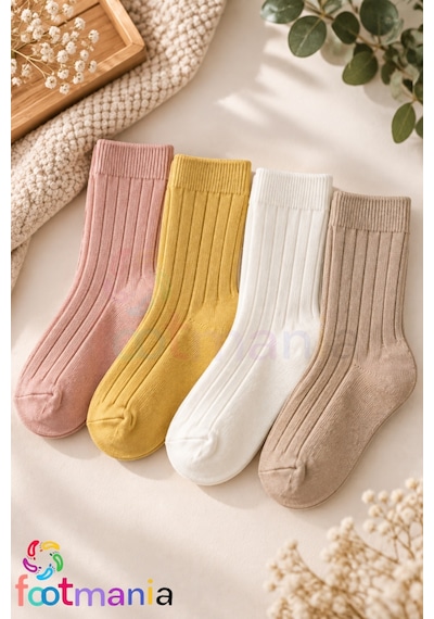 Footmania 4 Çift Soket Çocuk Dizaltı Fitilli Renkli Çorap Seti Extra Yumuşak Çok Renkli Footmania 4 Çift Soket Çocuk Dizaltı Fitilli Renkli Çorap Seti Extra Yumuşak Çok Renkli