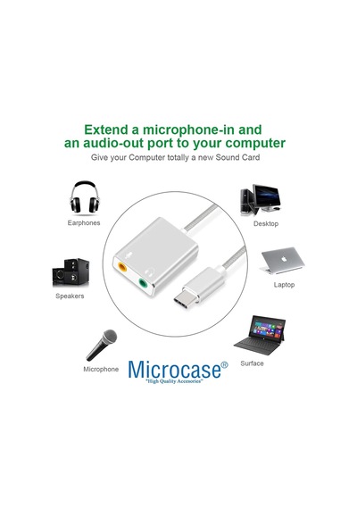 Microcase Type-C 7.1 Kanal USB Ses Kartı - AL2589