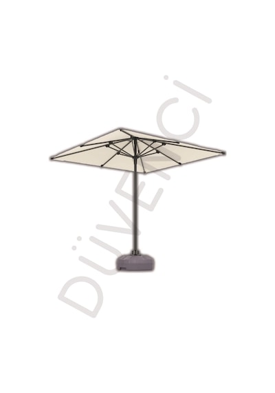 Alubrella Krem Güneş Şemsiyesi Kare, 210/210 8 Telli, Su Geçirmez Kumaş, Bidonlu Bej