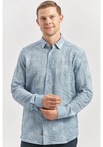 İmza Koyu Mavi Uzun Kollu Baskılı Gofreli Düğmeli Yaka Cepsiz Pamuklu Likralı Slim Fit Gömlek 1004240100 Koyu Mavi İmza Koyu Mavi Uzun Kollu Baskılı Gofreli Düğmeli Yaka Cepsiz Pamuklu Likralı Slim Fit Gömlek 1004240100 Koyu Mavi