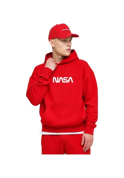 Benroma 3 İplik Penye Nasa Baskılı Sweatshırt Kırmızı